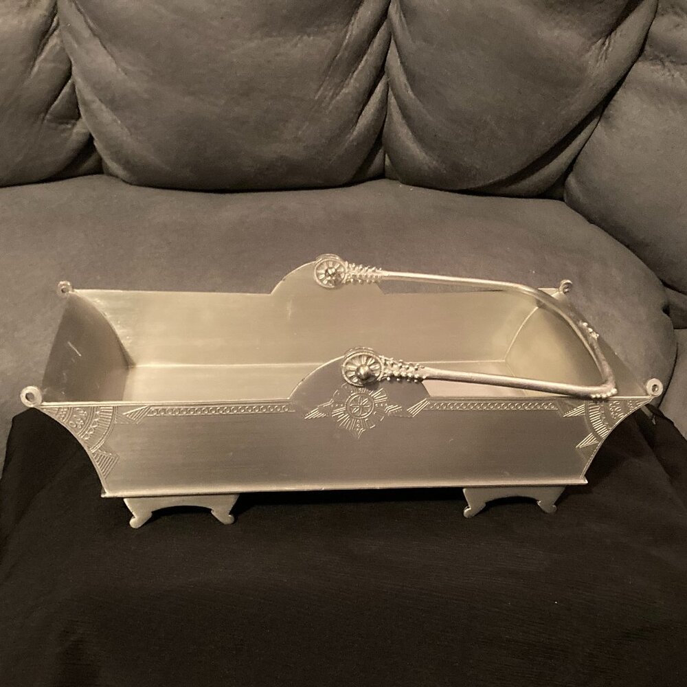 VTG 90's HandMade Pewter Footed Basket-BALFOUR-Kinta Valley Pewter Malaysia-VGUC